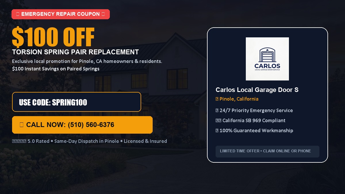 $100 OFF Heavy-Duty Torsion Spring Pair Replacement in Pinole, CA