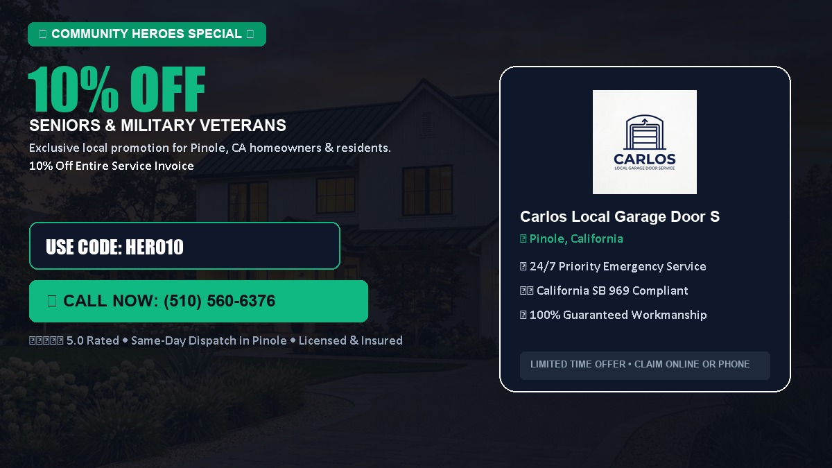 10% OFF Senior Citizens (65+) & Military / Veteran Community Discount in Pinole, CA