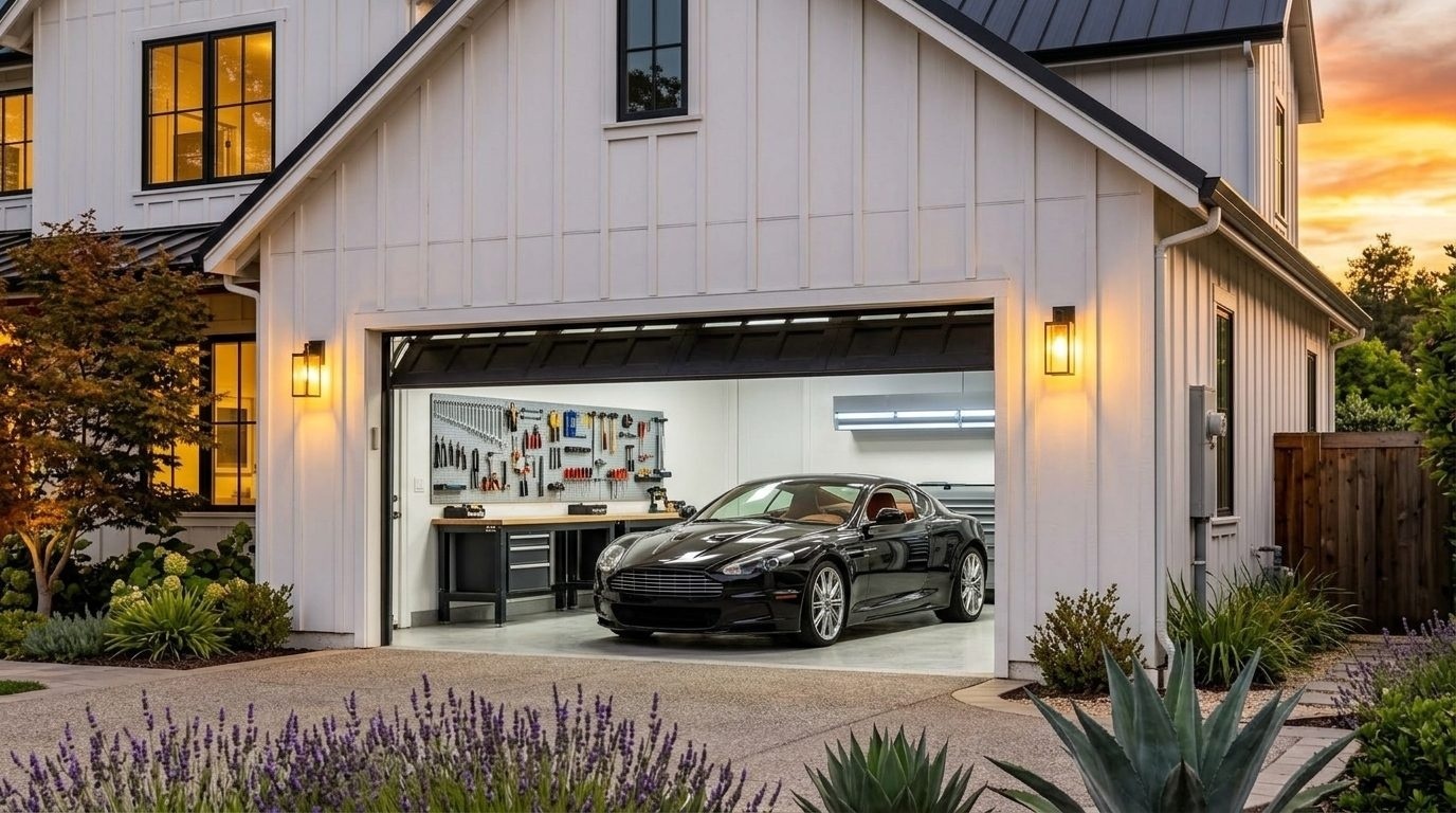 Carlos Local Garage Door Service Garage Door Gliding Open Revealing Warm Illuminated Interior